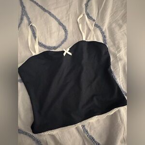 Edikted Black Camisole with White Accents
